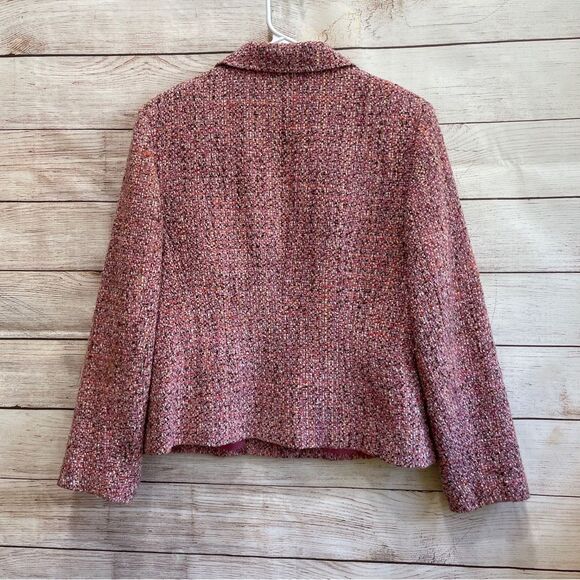 VINTAGE TALBOTS WOOL BLEND BLAZER IN PINK TEXTURED TWEED - Picture 4 of 6